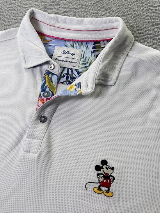 Tommy Bahama Other - Tommy Bahama Disney Polo Shirt XLT White Mickey Mouse Embroidered Contrast Trim